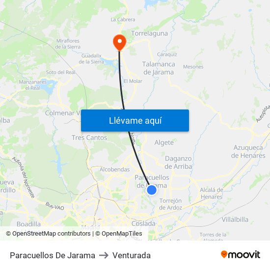 Paracuellos De Jarama to Venturada map