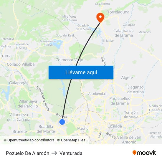 Pozuelo De Alarcón to Venturada map