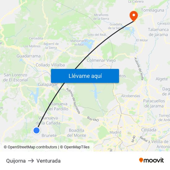 Quijorna to Venturada map