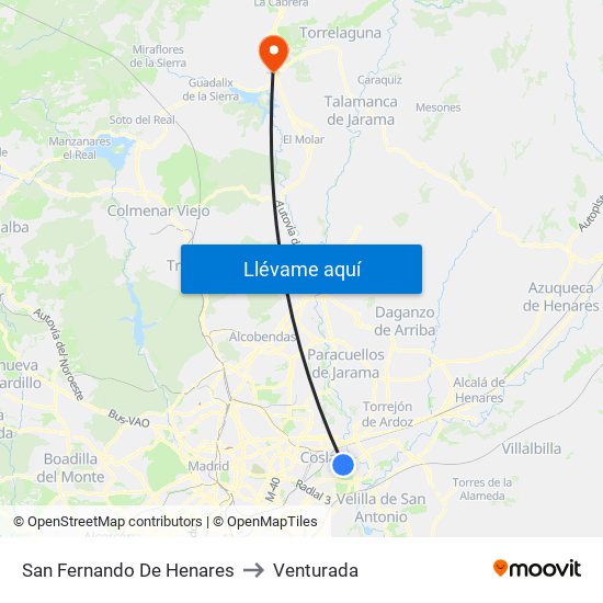 San Fernando De Henares to Venturada map