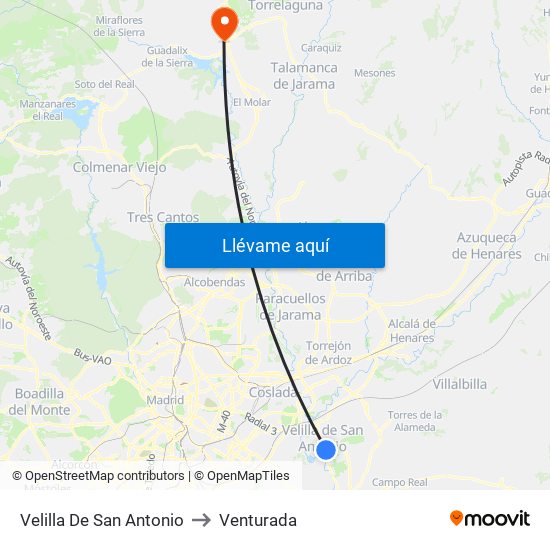 Velilla De San Antonio to Venturada map