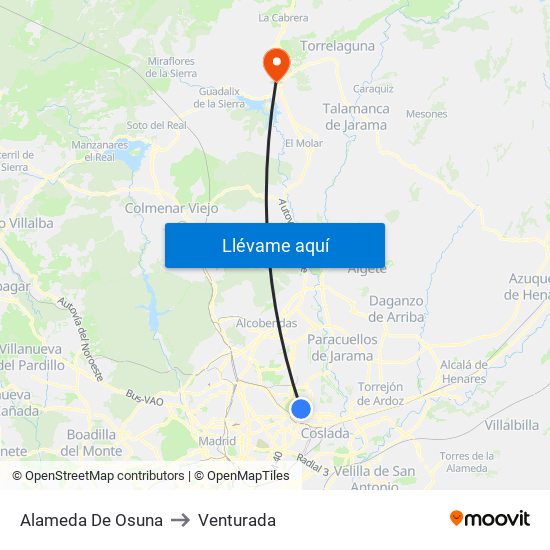 Alameda De Osuna to Venturada map