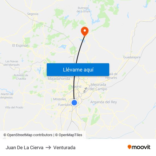 Juan De La Cierva to Venturada map