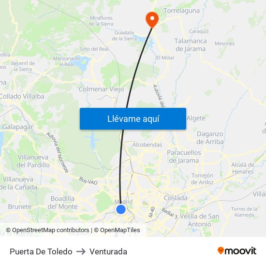 Puerta De Toledo to Venturada map