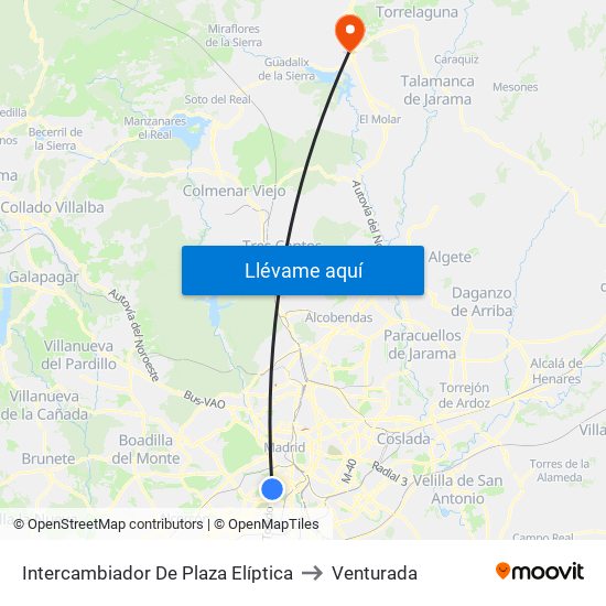 Intercambiador De Plaza Elíptica to Venturada map