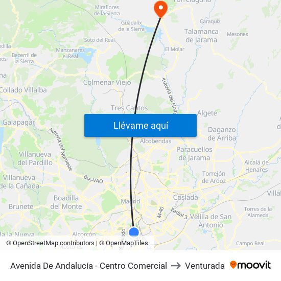 Avenida De Andalucía - Centro Comercial to Venturada map