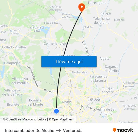 Intercambiador De Aluche to Venturada map
