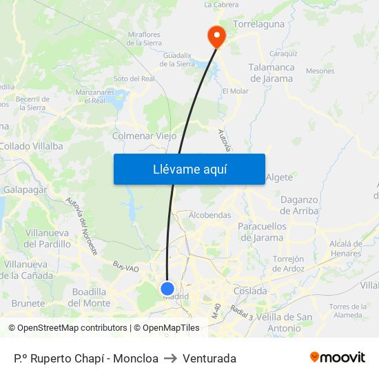 P.º Ruperto Chapí - Moncloa to Venturada map