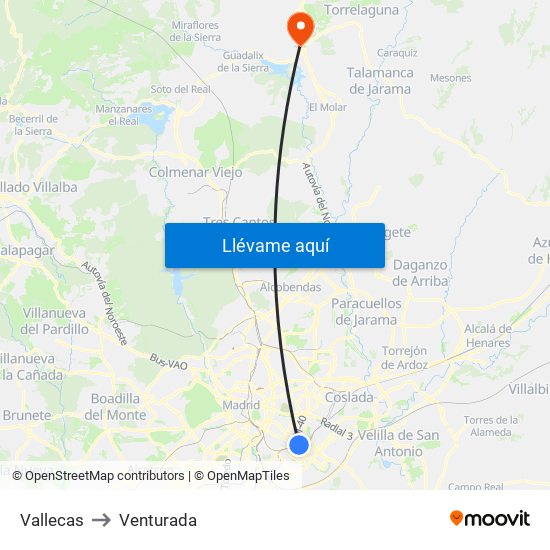 Vallecas to Venturada map