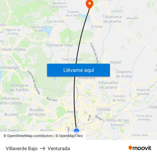 Villaverde Bajo to Venturada map