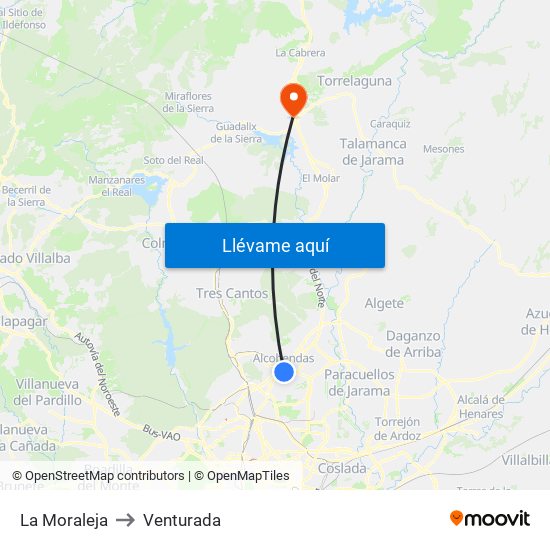 La Moraleja to Venturada map