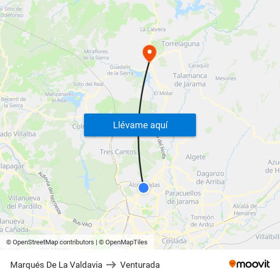 Marqués De La Valdavia to Venturada map