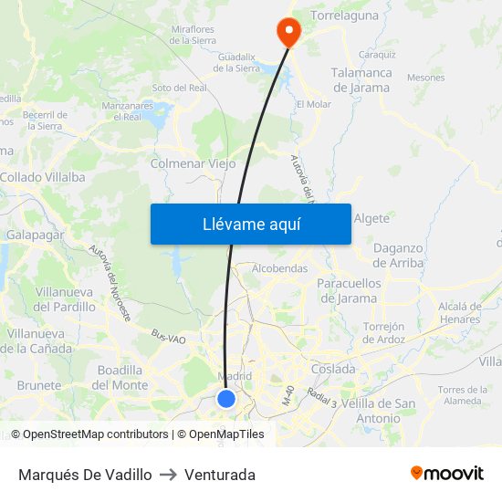 Marqués De Vadillo to Venturada map