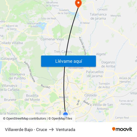 Villaverde Bajo - Cruce to Venturada map