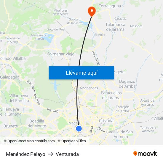 Menéndez Pelayo to Venturada map