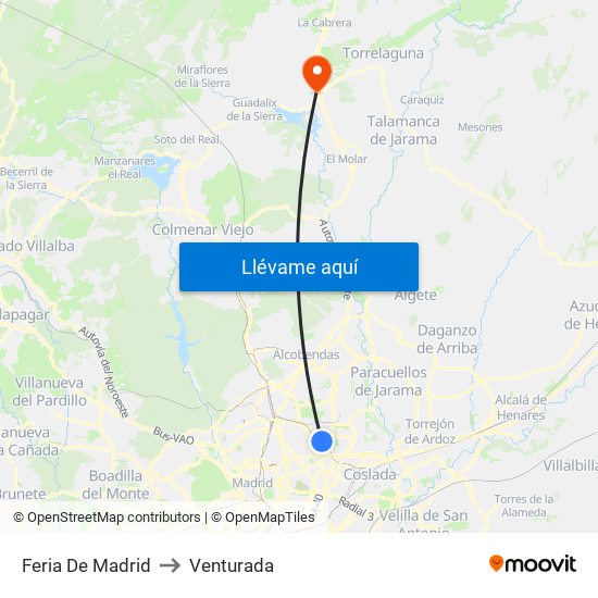 Feria De Madrid to Venturada map