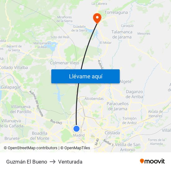 Guzmán El Bueno to Venturada map
