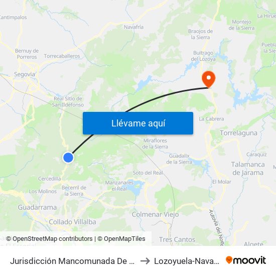 Jurisdicción Mancomunada De Cerdedilla Y Navacerrada to Lozoyuela-Navas-Sieteiglesias map