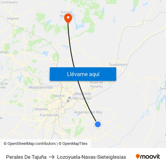 Perales De Tajuña to Lozoyuela-Navas-Sieteiglesias map