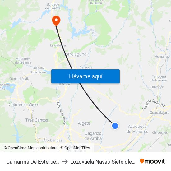 Camarma De Esteruelas to Lozoyuela-Navas-Sieteiglesias map