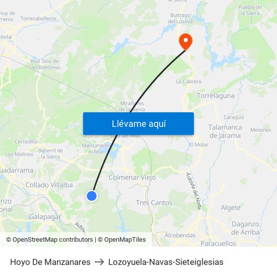 Hoyo De Manzanares to Lozoyuela-Navas-Sieteiglesias map