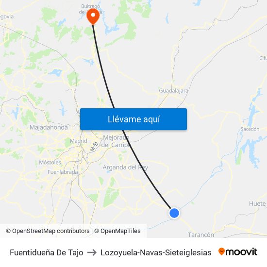 Fuentidueña De Tajo to Lozoyuela-Navas-Sieteiglesias map