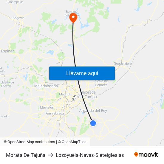Morata De Tajuña to Lozoyuela-Navas-Sieteiglesias map