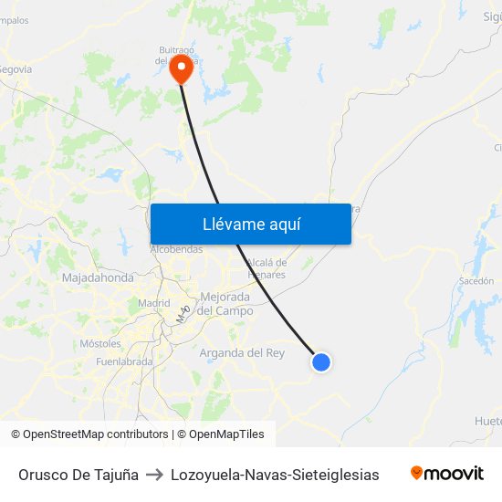 Orusco De Tajuña to Lozoyuela-Navas-Sieteiglesias map