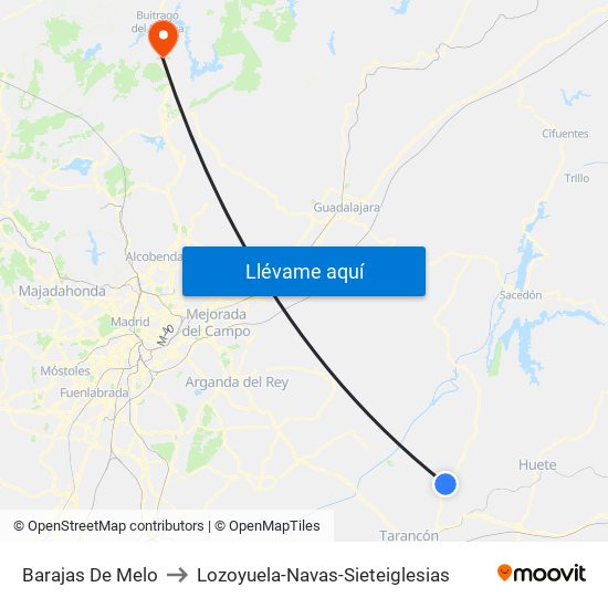 Barajas De Melo to Lozoyuela-Navas-Sieteiglesias map