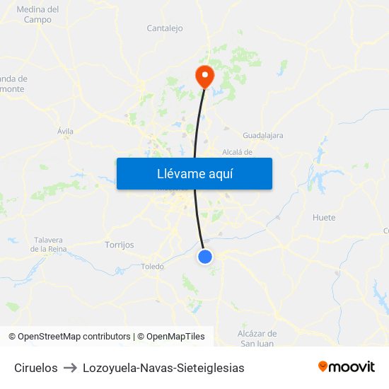 Ciruelos to Lozoyuela-Navas-Sieteiglesias map