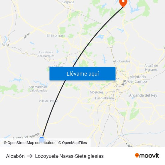 Alcabón to Lozoyuela-Navas-Sieteiglesias map