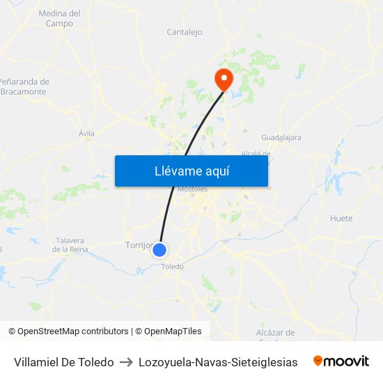 Villamiel De Toledo to Lozoyuela-Navas-Sieteiglesias map