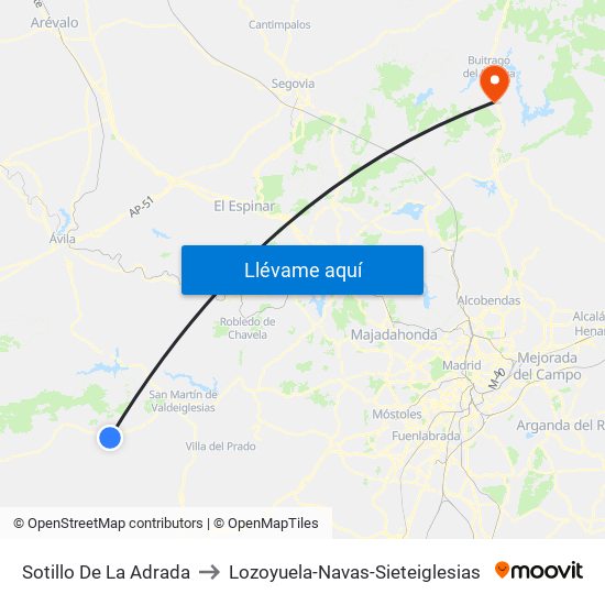 Sotillo De La Adrada to Lozoyuela-Navas-Sieteiglesias map