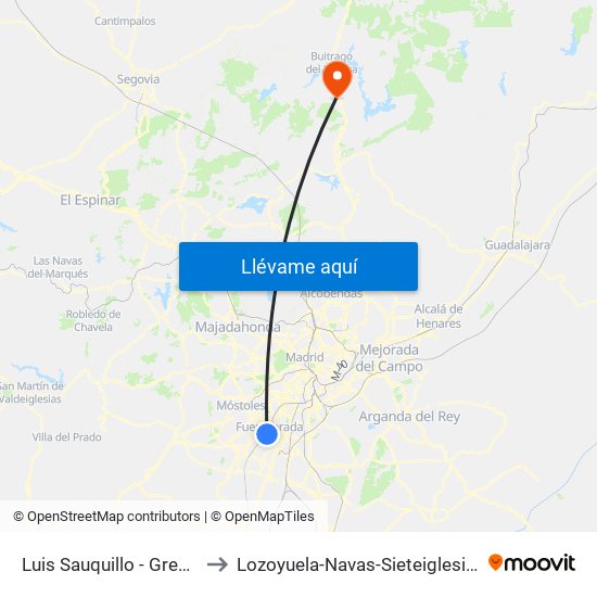 Luis Sauquillo - Grecia to Lozoyuela-Navas-Sieteiglesias map