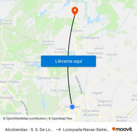 Alcobendas - S. S. De Los Reyes to Lozoyuela-Navas-Sieteiglesias map