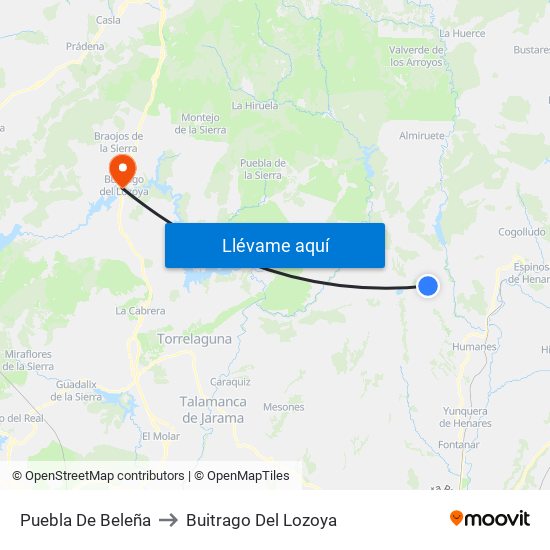 Puebla De Beleña to Buitrago Del Lozoya map