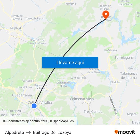 Alpedrete to Buitrago Del Lozoya map