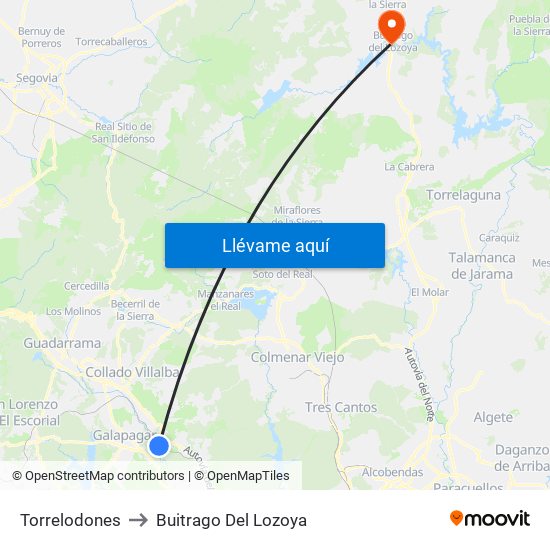 Torrelodones to Buitrago Del Lozoya map