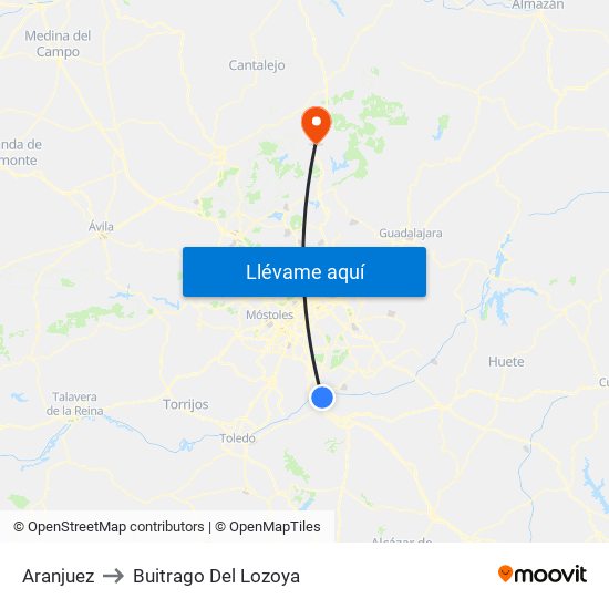 Aranjuez to Buitrago Del Lozoya map