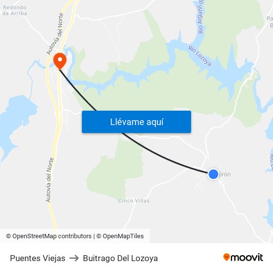 Puentes Viejas to Buitrago Del Lozoya map