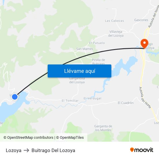 Lozoya to Buitrago Del Lozoya map