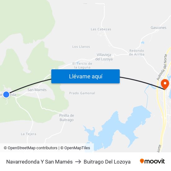 Navarredonda Y San Mamés to Buitrago Del Lozoya map