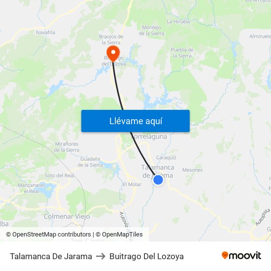 Talamanca De Jarama to Buitrago Del Lozoya map