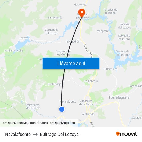 Navalafuente to Buitrago Del Lozoya map