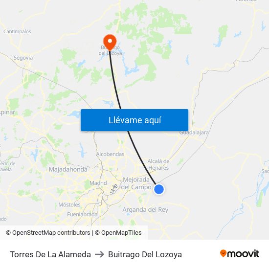 Torres De La Alameda to Buitrago Del Lozoya map