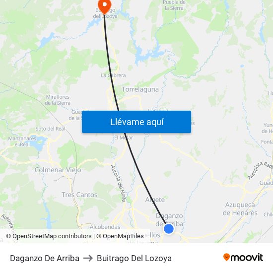 Daganzo De Arriba to Buitrago Del Lozoya map