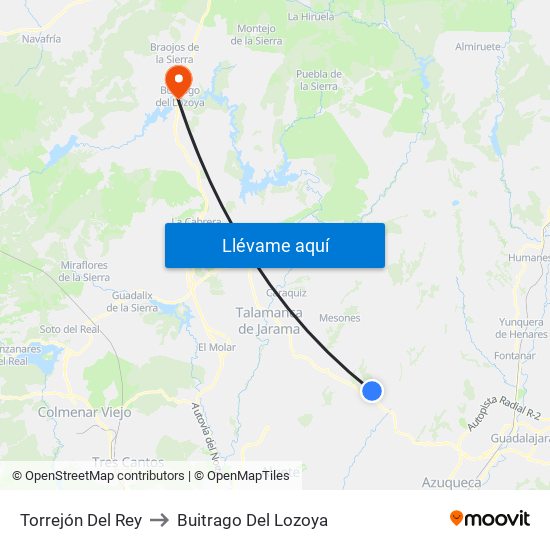 Torrejón Del Rey to Buitrago Del Lozoya map