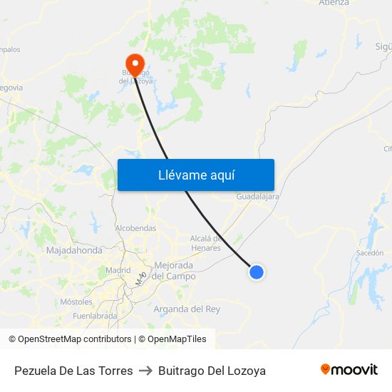 Pezuela De Las Torres to Buitrago Del Lozoya map
