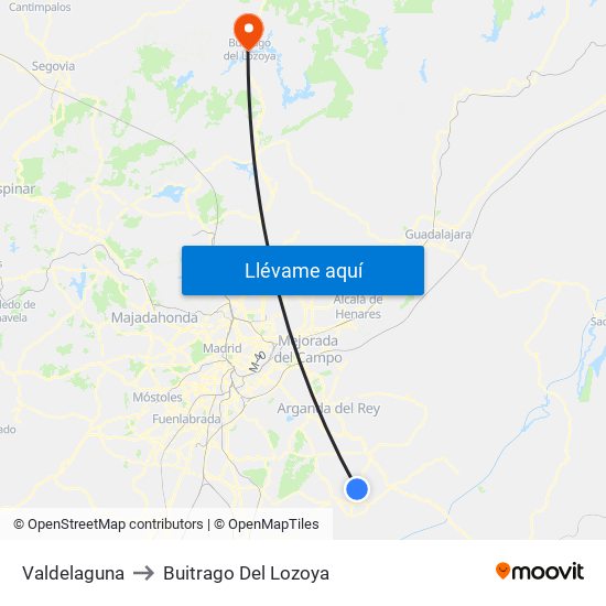 Valdelaguna to Buitrago Del Lozoya map