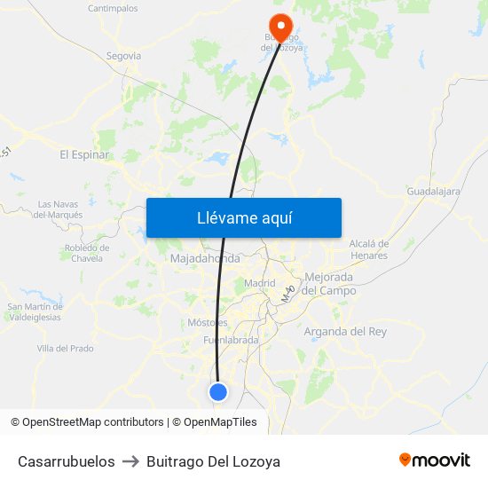Casarrubuelos to Buitrago Del Lozoya map